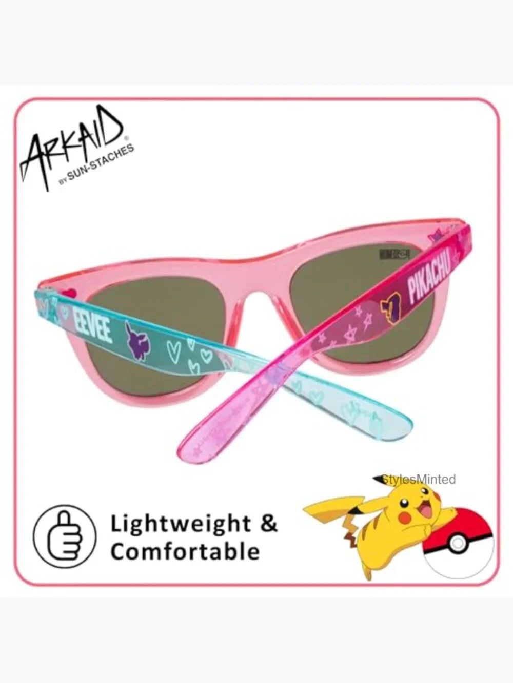 Official Pokemon Kids Sunglasses with Pikachu and Eevee UV400 One Size